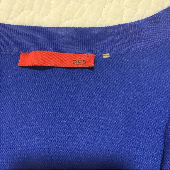 Red Brand | Cobalt Blue Cardigan Sweater with Gorgeous Rosette Detail | Size L - Picture 5 of 9